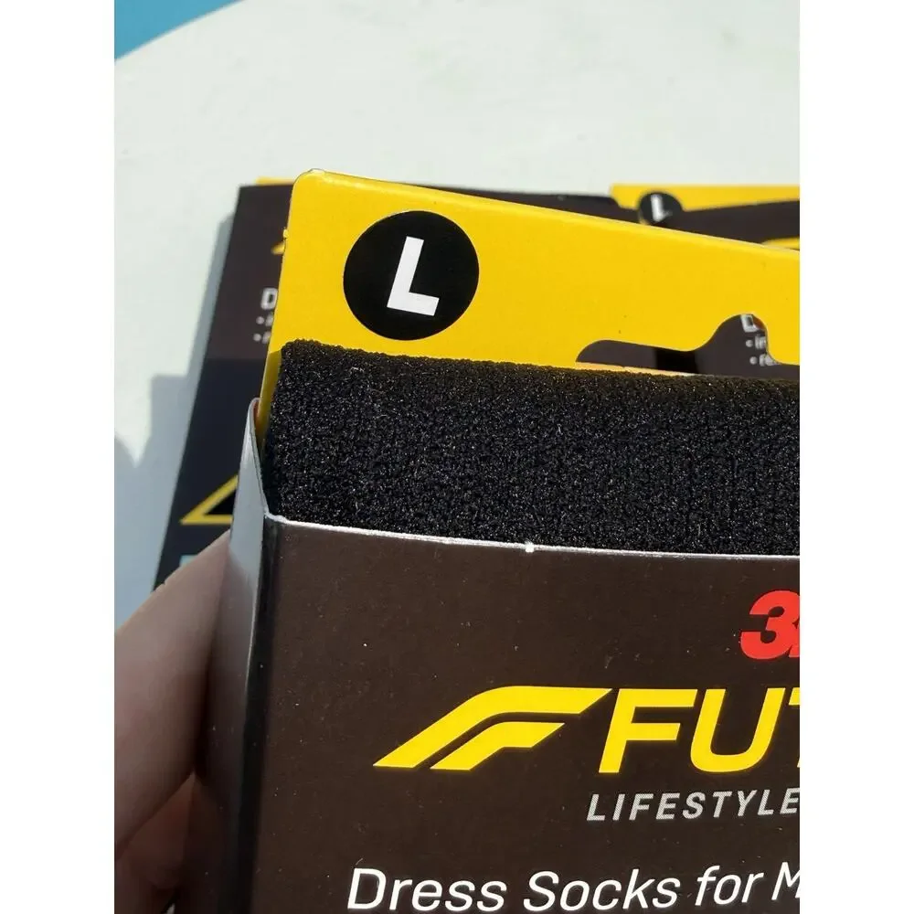 4-Pair Futuro 20-30 mmHg Dress Sock Men Lifestyle Firm Compression L-Black Large
